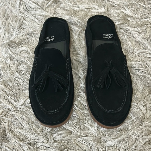 Jeffrey Campbell Wrkathome Tassel Slip-On Mules In Black Suede size 6 - Picture 6 of 12